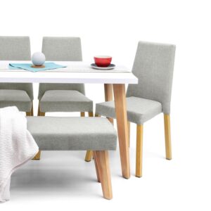 Comedor Lugo Matiz 6 puestos Sillas Viena + Butaco Plata Tela 1 Comedor Lugo Matiz 6 puestos Sillas Viena + Butaco Plata Tela
